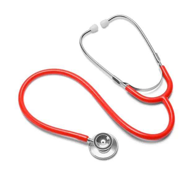 stetoskop som representerer akutt medisinsk konsultasjon relatert til livmorhalsbrokk